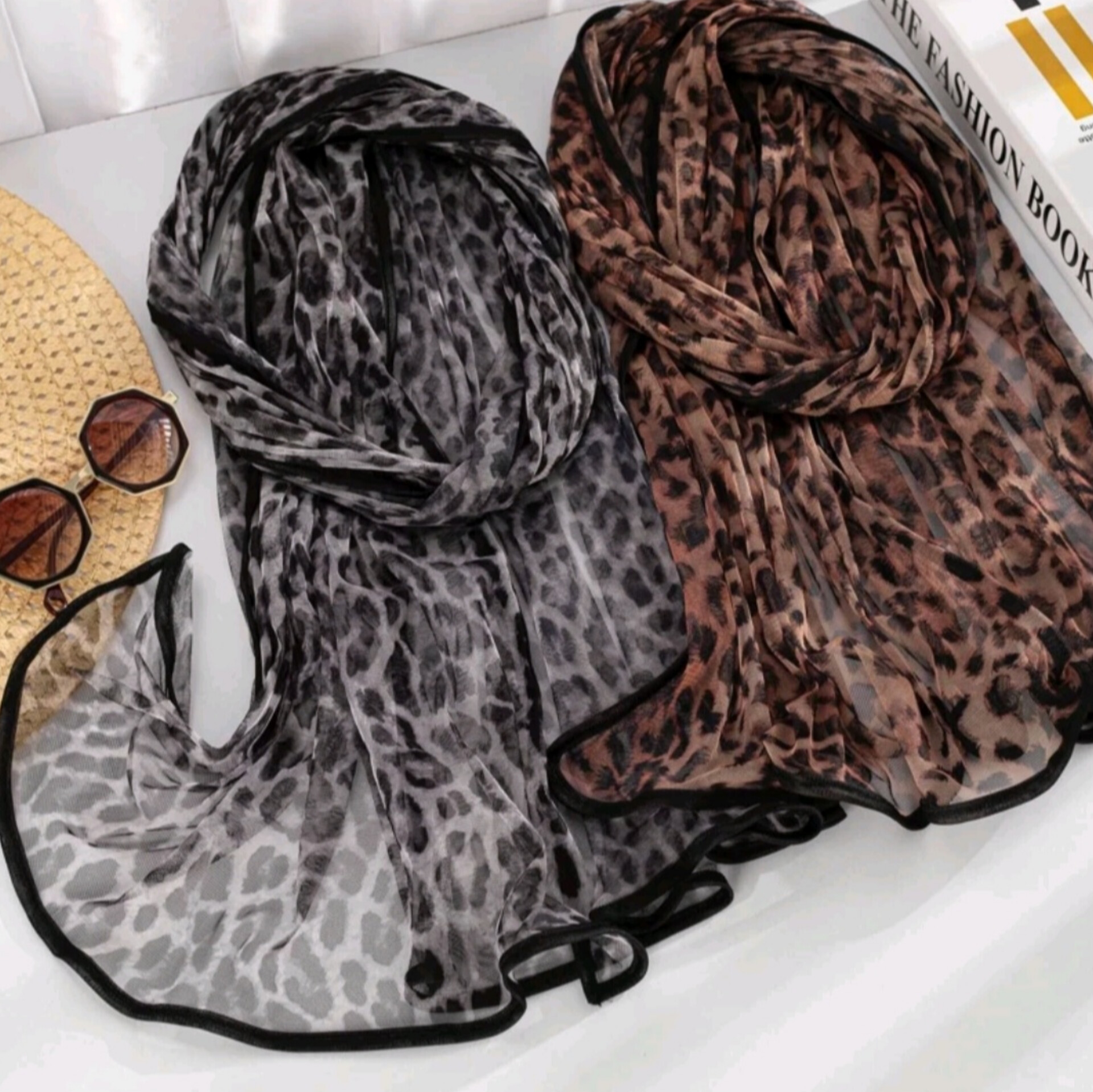 شال توری پلنگی دورگان دوزی